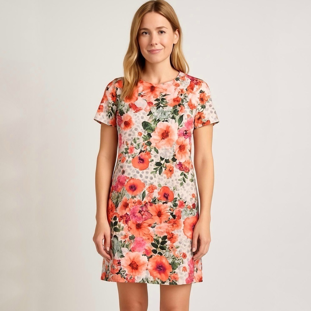 Tory Burch Floral Printed Short Sleeve A-Line Dress - Sz 4